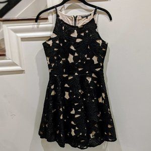 Black and Cream Floral Lace Dress